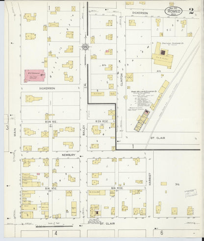 Sanborn Fire Insurance Map from Romeo, Macomb County, Michigan (1913), Sheet #0002 - Historic Sanborn Fire Insurance Map Print, vintage old map wall art, antique decor, genealogy gift, Michigan Michigan map
