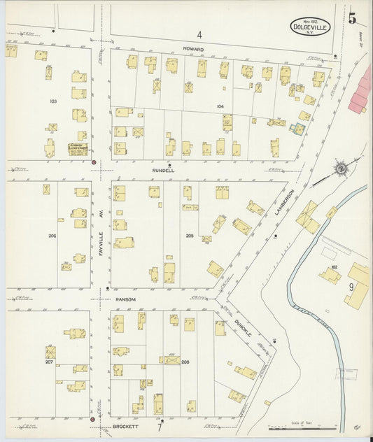 Sanborn Fire Insurance Map from Dolgeville, Hirkimer County, New York (1912), Sheet #0005 - Historic Sanborn Fire Insurance Map Print, vintage old map wall art, antique decor, genealogy gift, New York New York map