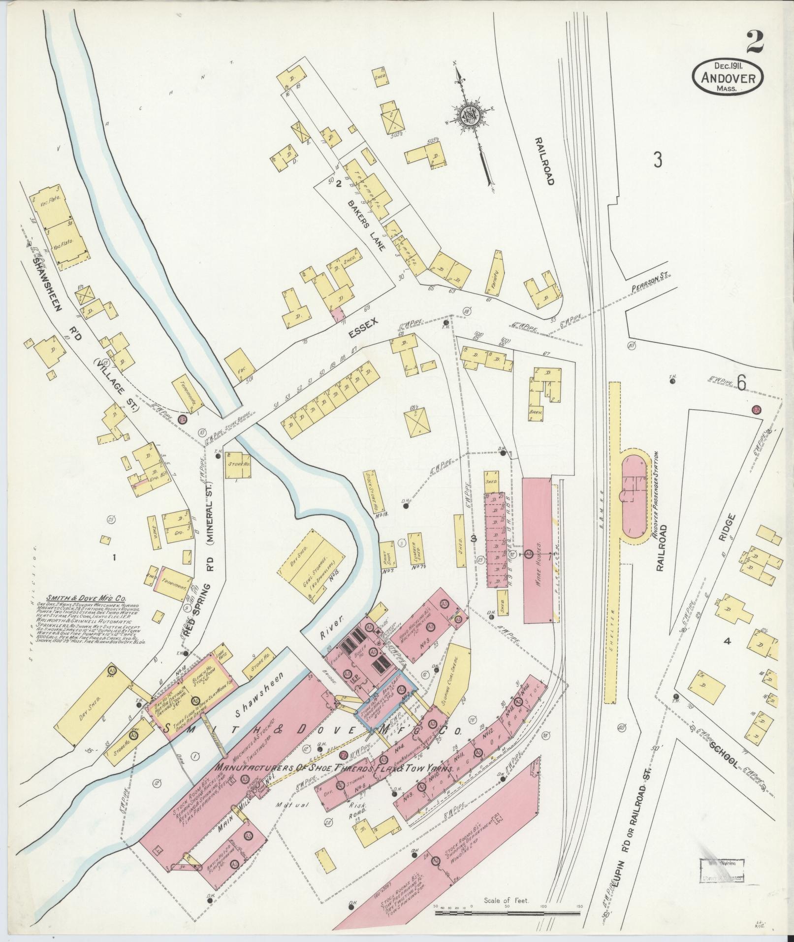 Sanborn Fire Insurance Map from Andover, Essex County, Massachusetts (1911), Sheet #0002 - Complete Map Set gallery image, historic Sanborn map, vintage wall art, Massachusetts Massachusetts