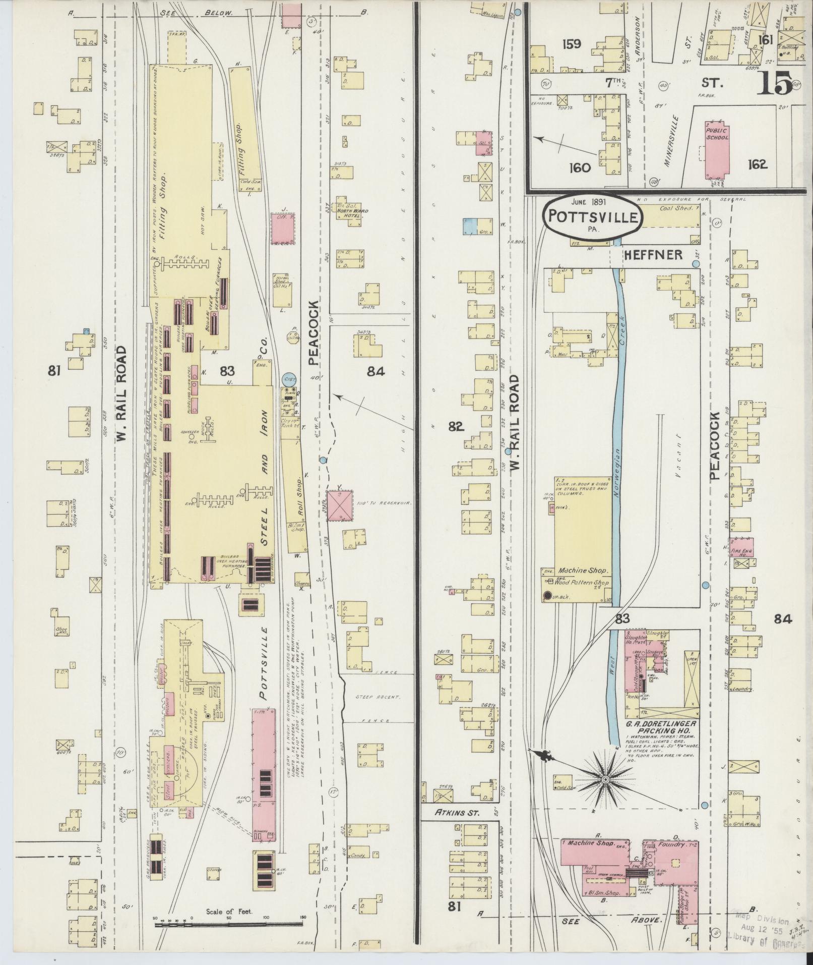 Sanborn Fire Insurance Map from Pottsville, Schuylkill County, Pennsylvania (1891), Sheet #0015 - Complete Map Set gallery image, historic Sanborn map, vintage wall art, Pennsylvania Pennsylvania