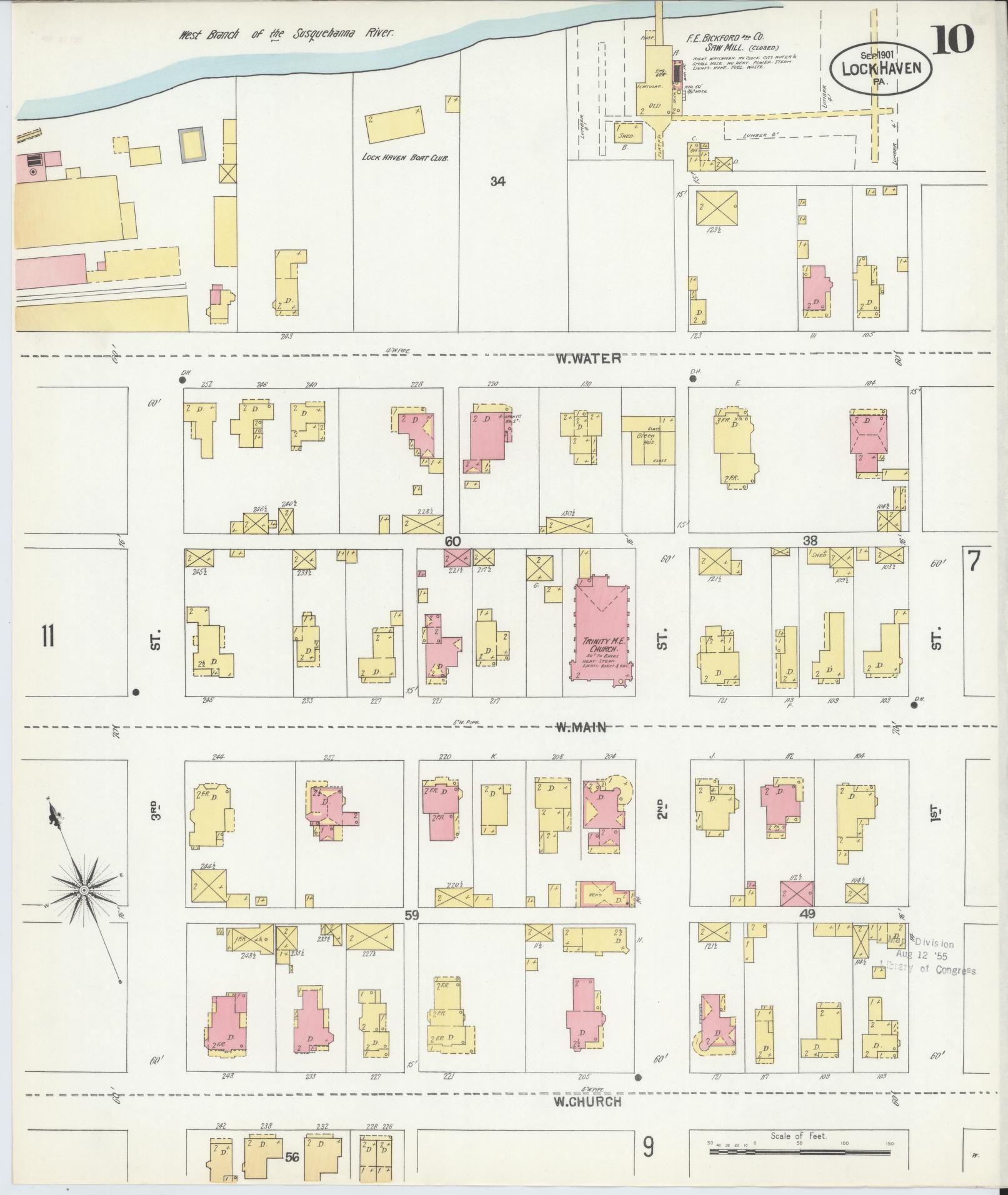 Sanborn Fire Insurance Map from Lock Haven, Clinton County, Pennsylvania (1901), Sheet #0010 - Complete Map Set gallery image, historic Sanborn map, vintage wall art, Pennsylvania Pennsylvania