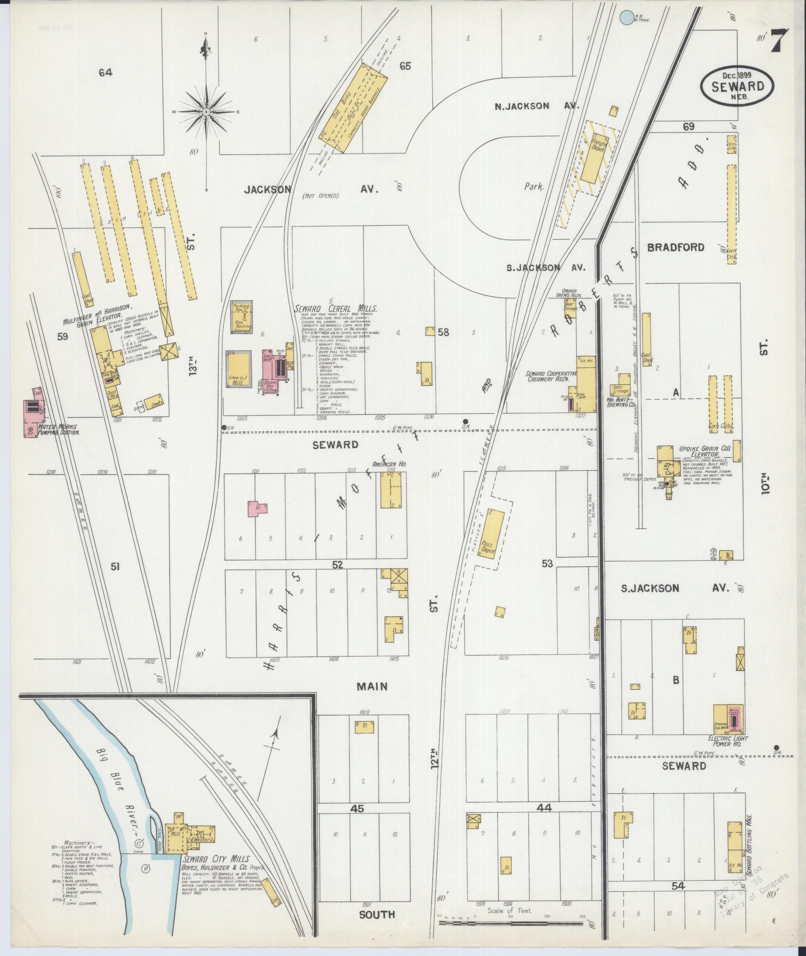 Sanborn Fire Insurance Map from Seward, Seward County, Nebraska (1899), Sheet #0007 - Historic Sanborn Fire Insurance Map Print, vintage old map wall art, antique decor, genealogy gift, Nebraska Nebraska map