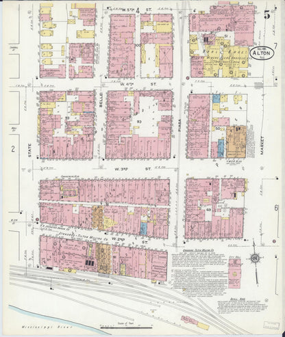 Sanborn Fire Insurance Map from Alton, Madison County, Illinois (1915), Sheet #0005 - Complete Map Set gallery image, historic Sanborn map, vintage wall art, Illinois Illinois