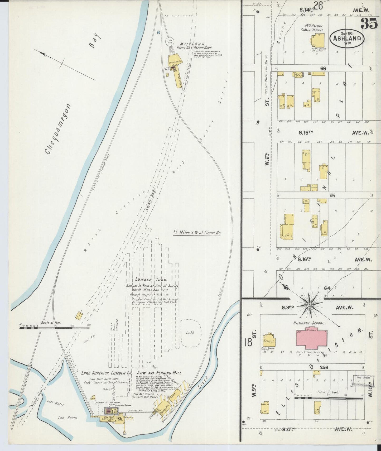 Sanborn Fire Insurance Map from Ashland, Ashland County, Wisconsin (1901), Sheet #0035 - Complete Map Set gallery image, historic Sanborn map, vintage wall art, Wisconsin Wisconsin