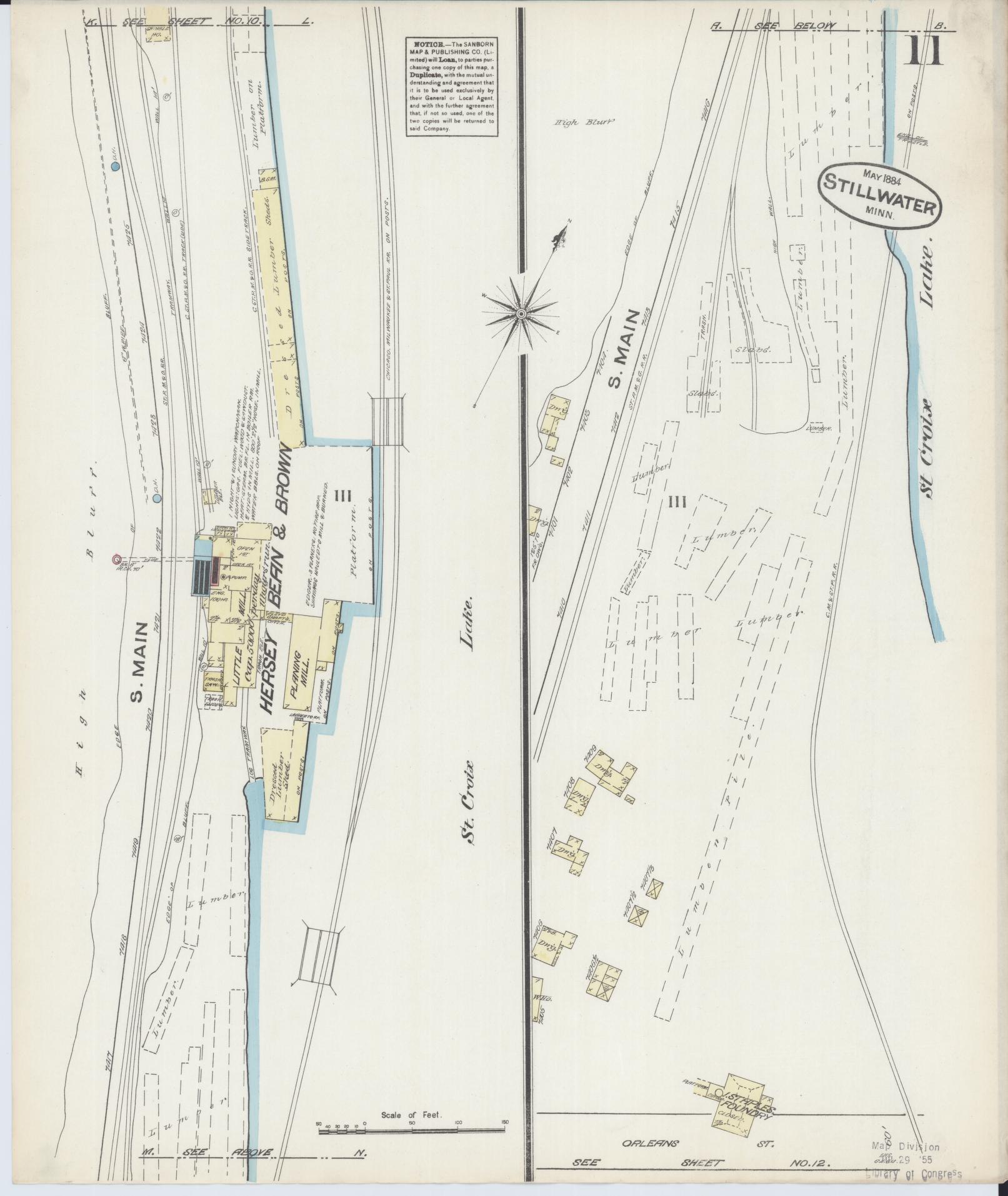 Sanborn Fire Insurance Map from Stillwater, Washington County, Minnesota (1884), Sheet #0011 - Complete Map Set gallery image, historic Sanborn map, vintage wall art, Minnesota Minnesota