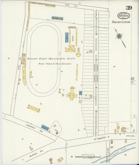 Sanborn Fire Insurance Map from Batavia, Genesee County, New York (1919), Sheet #0039 - Historic Sanborn Fire Insurance Map Print, vintage old map wall art, antique decor, genealogy gift, New York New York map