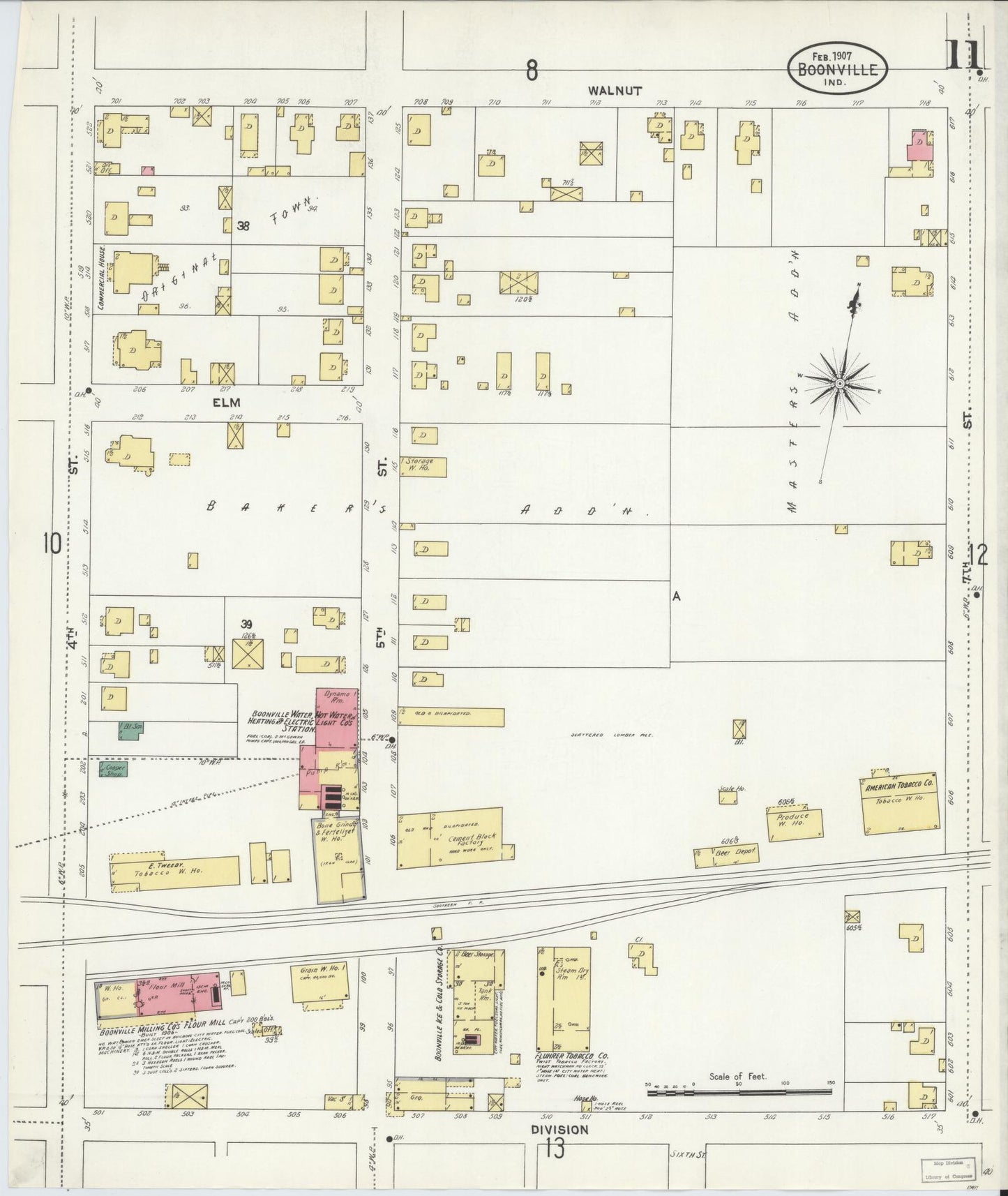 Sanborn Fire Insurance Map from Boonville, Warrick County, Indiana (1907), Sheet #0011 - Complete Map Set gallery image, historic Sanborn map, vintage wall art, Indiana Indiana