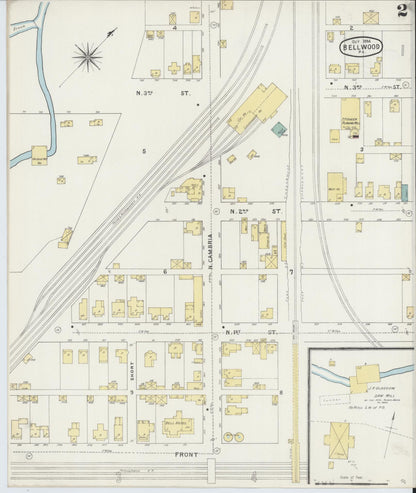 Sanborn Fire Insurance Map from Bellwood, Blair County, Pennsylvania (1894), Sheet #0002 - Historic Sanborn Fire Insurance Map Print, vintage old map wall art, antique decor, genealogy gift, Pennsylvania Pennsylvania map