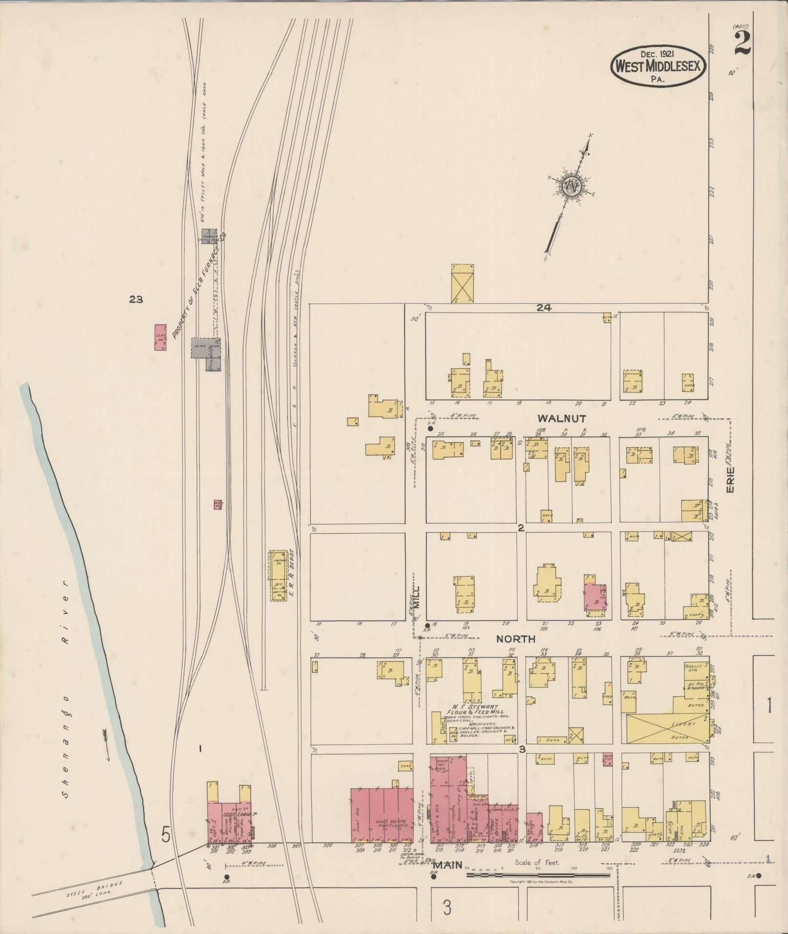 Sanborn Fire Insurance Map from West Middlesex, Mercer County, Pennsylvania (1921), Sheet #0002 - Complete Map Set gallery image, historic Sanborn map, vintage wall art, Pennsylvania Pennsylvania