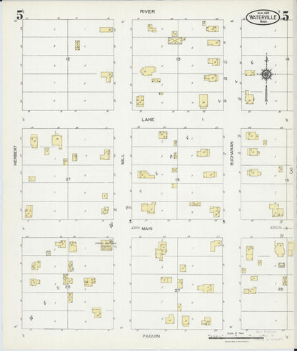 Sanborn Fire Insurance Map from Waterville, Le Sueur County, Minnesota (1924), Sheet #0005 - Historic Sanborn Fire Insurance Map Print, vintage old map wall art, antique decor, genealogy gift, Minnesota Minnesota map