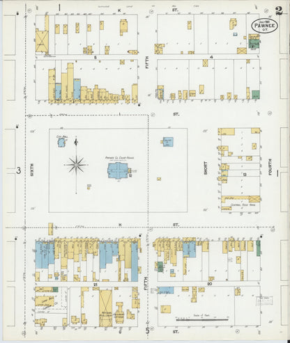 Sanborn Fire Insurance Map from Pawnee, Pawnee County, Oklahoma (1901), Sheet #0002 - Complete Map Set gallery image, historic Sanborn map, vintage wall art, Oklahoma Oklahoma