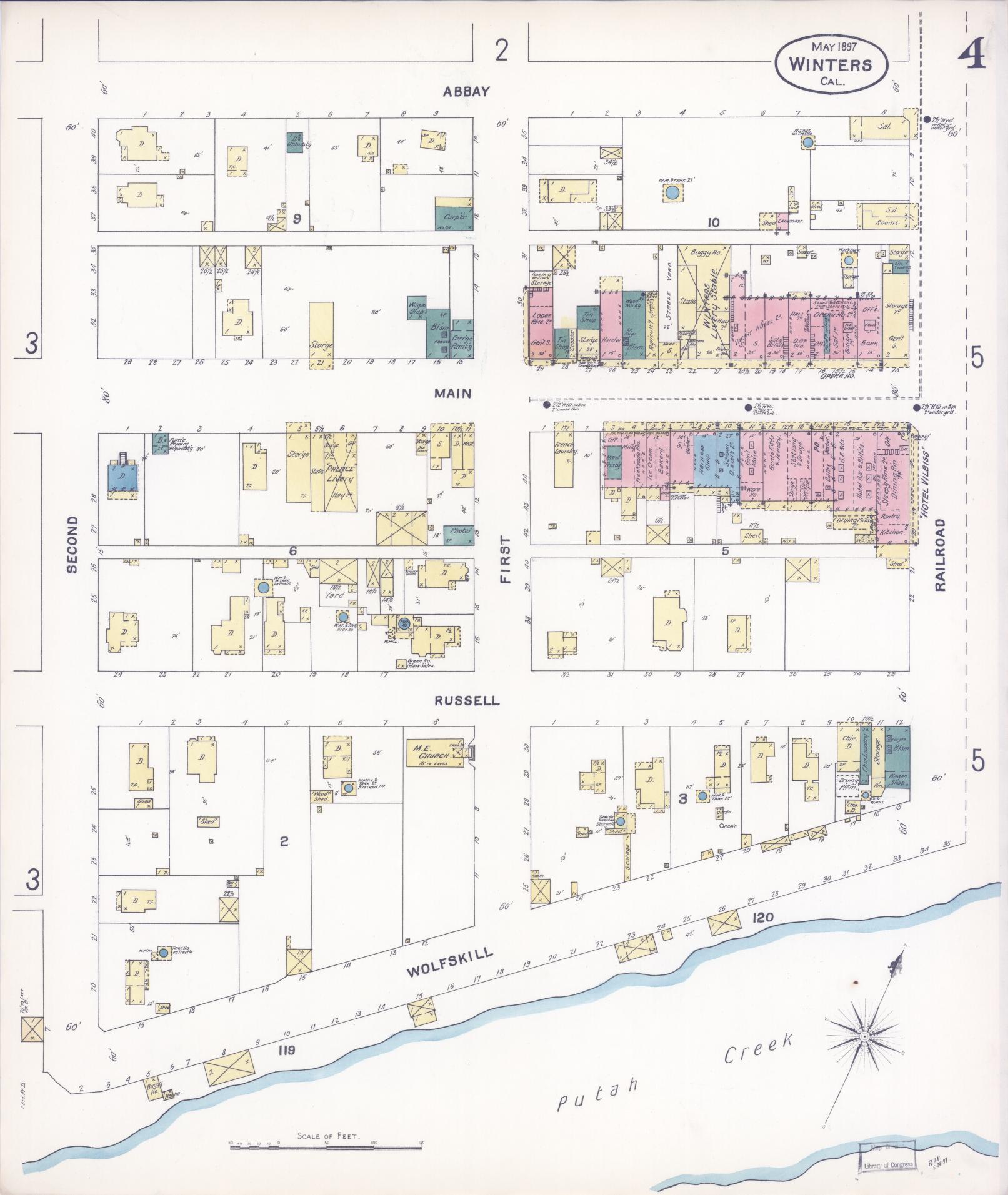 Sanborn Fire Insurance Map from Winters, Yolo County, California (1897), Sheet #0004 - Complete Map Set gallery image, historic Sanborn map, vintage wall art, California California
