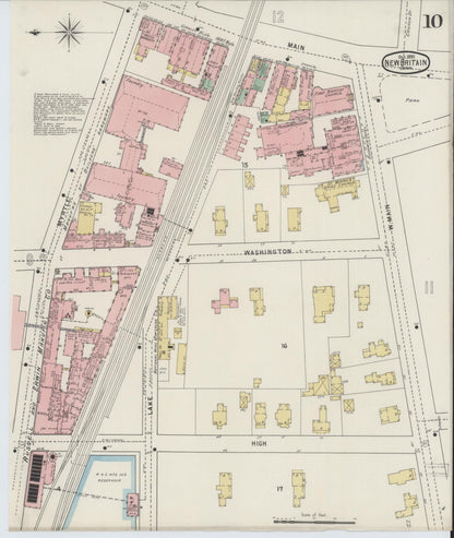 Sanborn Fire Insurance Map from New Britain, Hartford County, Connecticut (1895), Sheet #0010 - Complete Map Set gallery image, historic Sanborn map, vintage wall art, Connecticut Connecticut