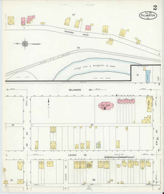 Sanborn Fire Insurance Map from Palmerton, Carbon County, Pennsylvania (1912), Sheet #0002 - Historic Sanborn Fire Insurance Map Print, vintage old map wall art, antique decor, genealogy gift, Pennsylvania Pennsylvania map
