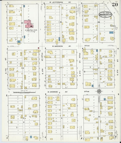 Sanborn Fire Insurance Map from Arkansas City, Cowley County, Kansas (1920), Sheet #0020 - Complete Map Set gallery image, historic Sanborn map, vintage wall art, Arkansas Arkansas