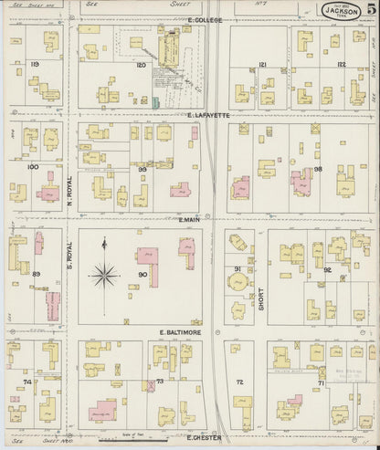 Sanborn Fire Insurance Map from Jackson, Madison County, Tennessee (1890), Sheet #0005 - Complete Map Set gallery image, historic Sanborn map, vintage wall art, Tennessee Tennessee
