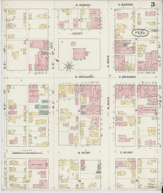 Sanborn Fire Insurance Map from Peru, Miami County, Indiana (1887), Sheet #0003 - Historic Sanborn Fire Insurance Map Print, vintage old map wall art, antique decor, genealogy gift, Indiana Indiana map