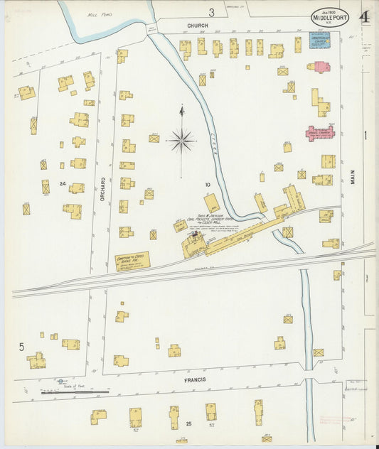 Sanborn Fire Insurance Map from Middleport, Niagara County, New York (1900), Sheet #0004 - Historic Sanborn Fire Insurance Map Print, vintage old map wall art, antique decor, genealogy gift, New York New York map
