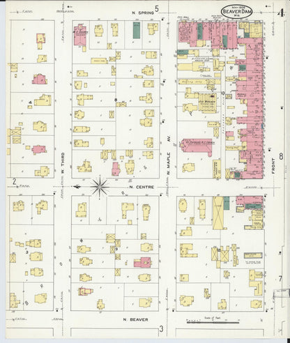 Sanborn Fire Insurance Map from Beaver Dam, Dodge County, Wisconsin (1909), Sheet #0004 - Complete Map Set gallery image, historic Sanborn map, vintage wall art, Wisconsin Wisconsin