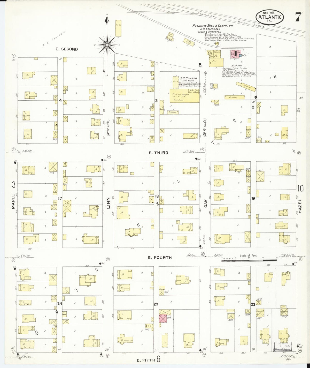 Sanborn Fire Insurance Map from Atlantic, Cass County, Iowa (1908), Sheet #0007 - Historic Sanborn Fire Insurance Map Print