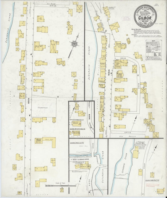 Sanborn Fire Insurance Map from Gilboa, Schoharie County, New York (1912), Sheet #0001 - Historic Sanborn Fire Insurance Map Print, vintage old map wall art, antique decor, genealogy gift, New York New York map