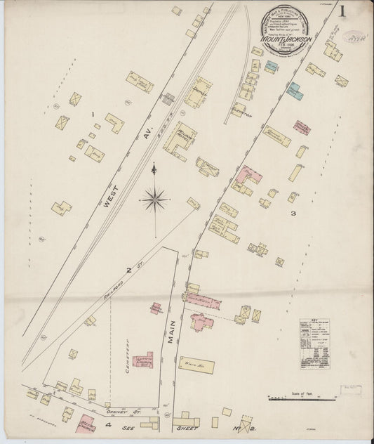 Sanborn Fire Insurance Map from Mount Jackson, Shenandoah County, Virginia. (1886) – Historic Sanborn Fire Insurance Map Print