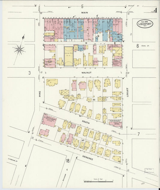 Sanborn Fire Insurance Map from Lockport, Niagara County, New York (1909), Sheet #0004 - Historic Sanborn Fire Insurance Map Print, vintage old map wall art, antique decor, genealogy gift, New York New York map