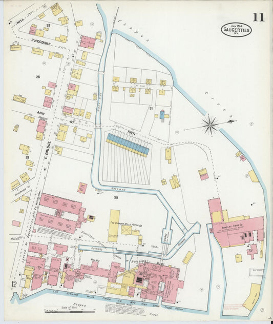 Sanborn Fire Insurance Map from Saugerties, Ulster County, New York (1904), Sheet #0011 - Historic Sanborn Fire Insurance Map Print, vintage old map wall art, antique decor, genealogy gift, New York New York map