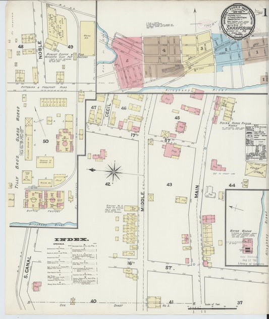 Sanborn Fire Insurance Map from Sharpsburg, Allegheny County, Pennsylvania (1891), Sheet #0001 - Historic Sanborn Fire Insurance Map Print, vintage old map wall art, antique decor, genealogy gift, Pennsylvania Pennsylvania map