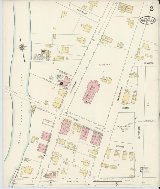 Sanborn Fire Insurance Map from Abbeville, Vermilion Parish, Louisiana (1912), Sheet #0002 - Historic Sanborn Fire Insurance Map Print, vintage old map wall art, antique decor, genealogy gift, Louisiana Louisiana map