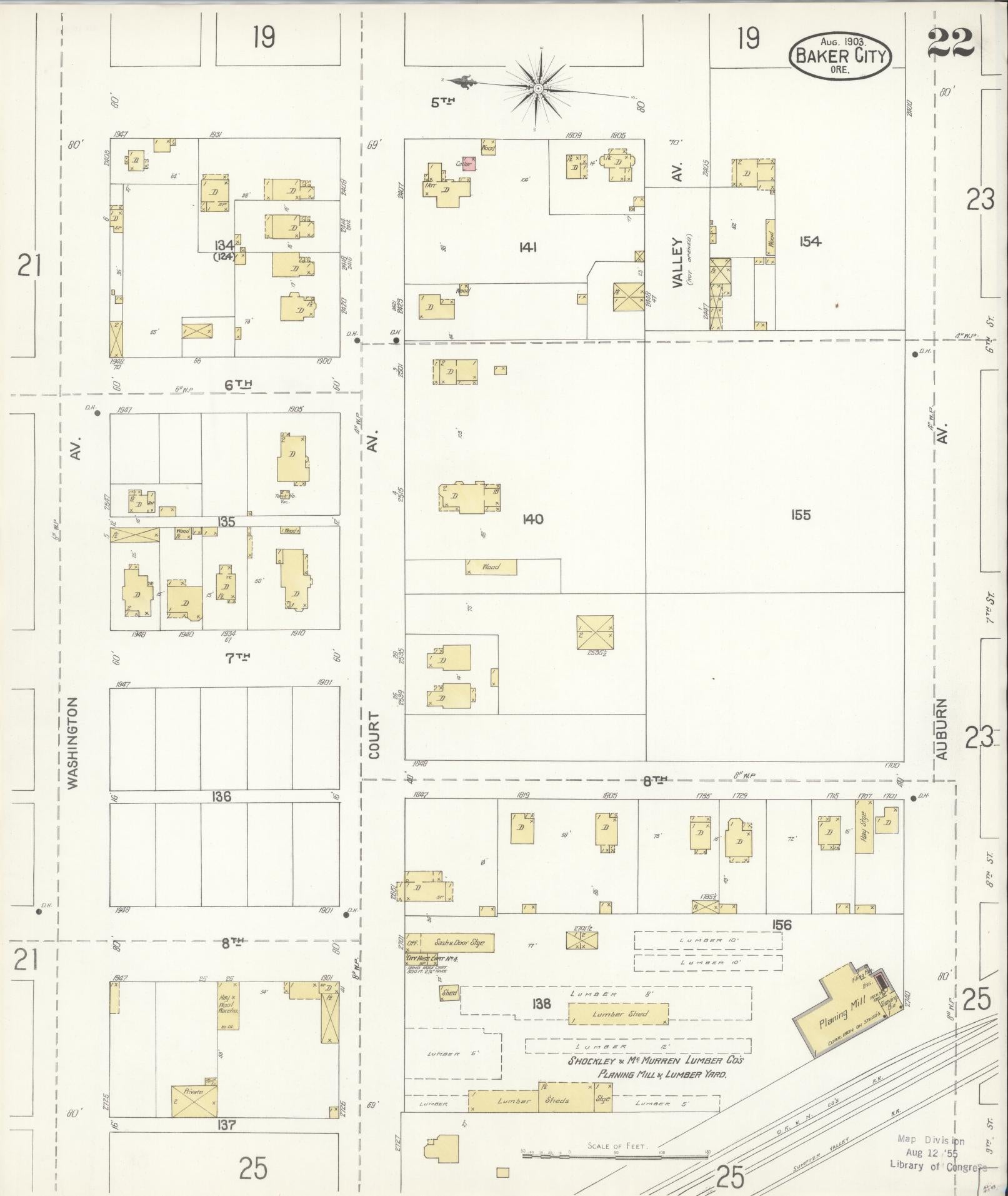 Sanborn Fire Insurance Map from Baker, Baker County, Oregon (1903), Sheet #0022 - Historic Sanborn Fire Insurance Map Print, vintage old map wall art, antique decor, genealogy gift, Oregon Oregon map