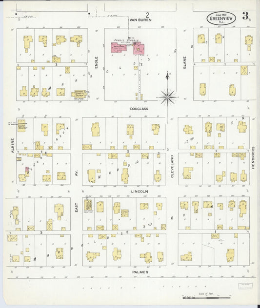 Sanborn Fire Insurance Map from Greenview, Menard County, Illinois (1909), Sheet #0003 - Historic Sanborn Fire Insurance Map Print, vintage old map wall art, antique decor, genealogy gift, Illinois Illinois map