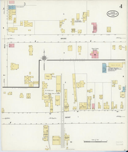 Sanborn Fire Insurance Map from Suffield, Hartford County, Connecticut (1912), Sheet #0004 - Complete Map Set gallery image, historic Sanborn map, vintage wall art, Connecticut Connecticut