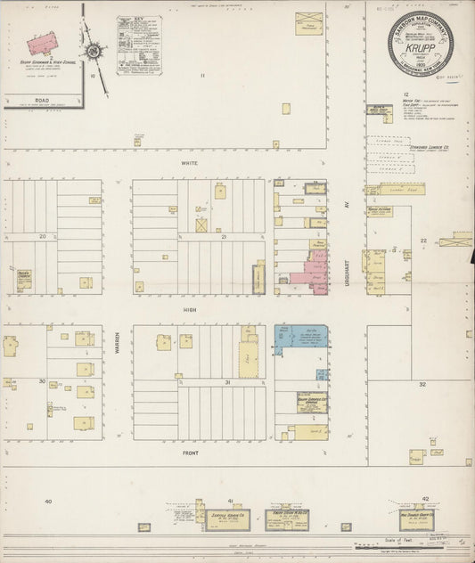 Sanborn Fire Insurance Map from Krupp, Grant County, Washington (1920), Sheet #0001 - Historic Sanborn Fire Insurance Map Print, vintage old map wall art, antique decor, genealogy gift, Washington Washington map