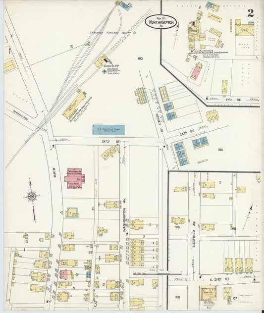 Sanborn Fire Insurance Map from Northampton, Northampton County, Pennsylvania (1911), Sheet #0002 - Historic Sanborn Fire Insurance Map Print, vintage old map wall art, antique decor, genealogy gift, Pennsylvania Pennsylvania map