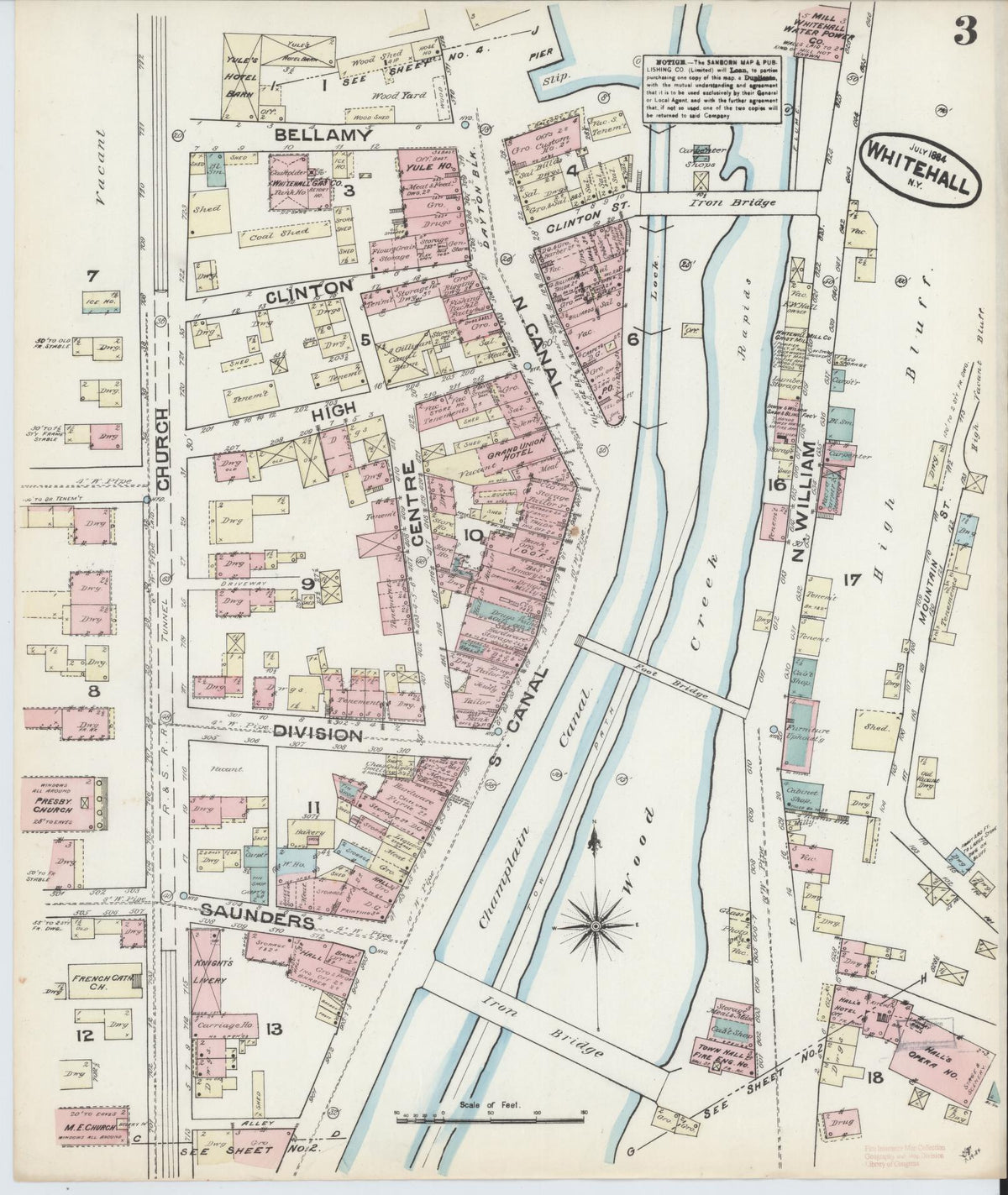 Sanborn Fire Insurance Map from Whitehall, Washington County, New York (1884), Sheet #0003 - Complete Map Set gallery image, historic Sanborn map, vintage wall art, New York New York
