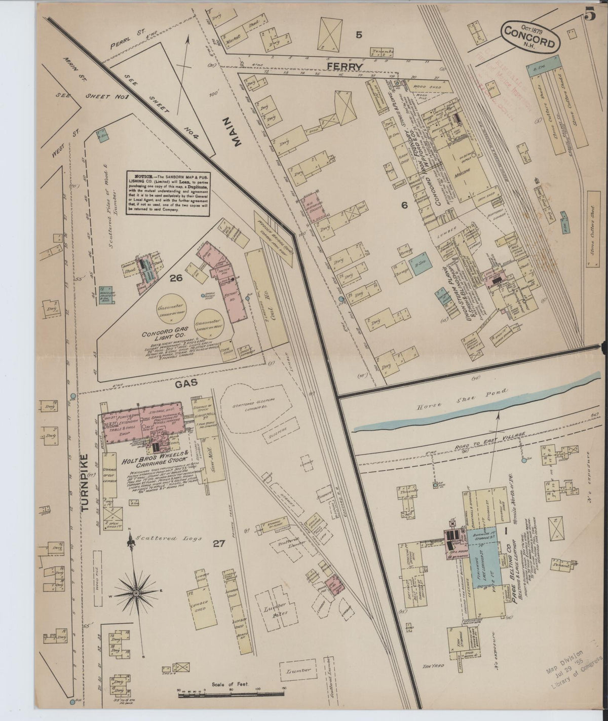 Sanborn Fire Insurance Map from Concord, Merrimack County, New Hampshire (1879), Sheet #0005 - Complete Map Set gallery image, historic Sanborn map, vintage wall art, New Hampshire New Hampshire