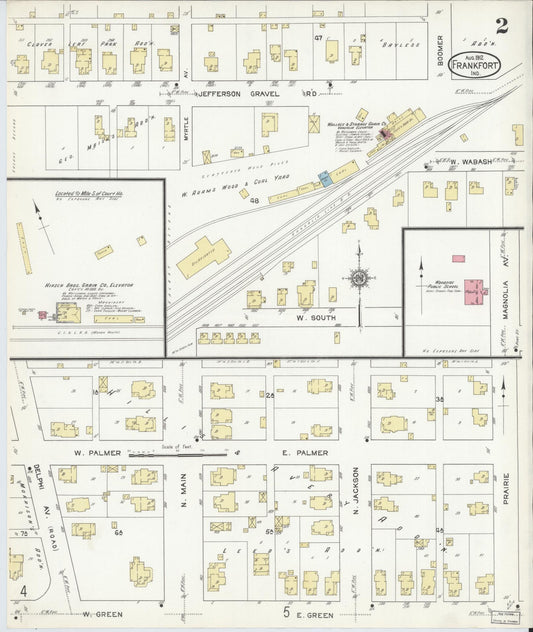 Sanborn Fire Insurance Map from Frankfort, Clinton County, Indiana (1912), Sheet #0002 - Historic Sanborn Fire Insurance Map Print, vintage old map wall art, antique decor, genealogy gift, Indiana Indiana map