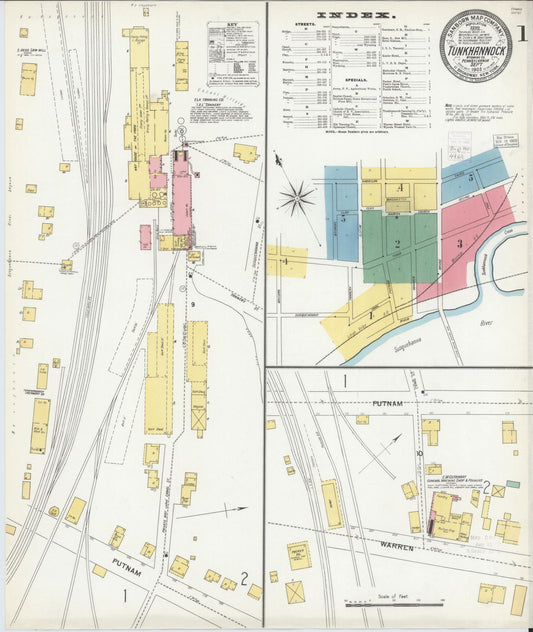 Sanborn Fire Insurance Map from Tunkhannock, Wyoming County, Pennsylvania (1903), Sheet #0001 - Historic Sanborn Fire Insurance Map Print, vintage old map wall art, antique decor, genealogy gift, Tunkhannock Wyoming map
