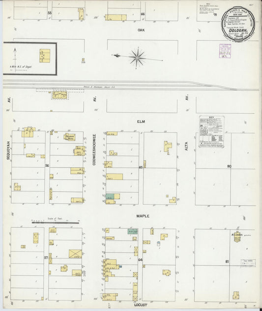 Sanborn Fire Insurance Map from Oologah, Rodgers County, Oklahoma (1901), Sheet #0001 - Historic Sanborn Fire Insurance Map Print, vintage old map wall art, antique decor, genealogy gift, Oklahoma Oklahoma map