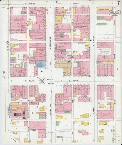 Sanborn Fire Insurance Map from Danville, Vermilion County, Illinois (1900), Sheet #0007 - Complete Map Set gallery image, historic Sanborn map, vintage wall art, Illinois Illinois