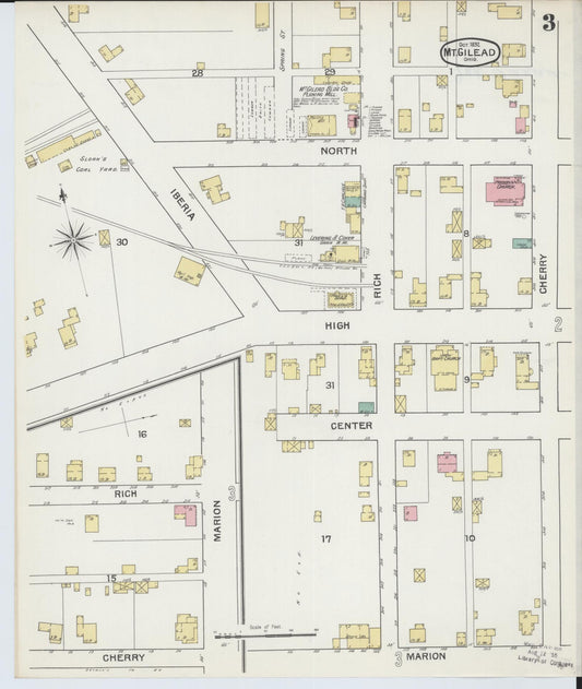 Sanborn Fire Insurance Map from Mount Gilead, Morrow County, Ohio (1892), Sheet #0003 - Historic Sanborn Fire Insurance Map Print, vintage old map wall art, antique decor, genealogy gift, Ohio Ohio map