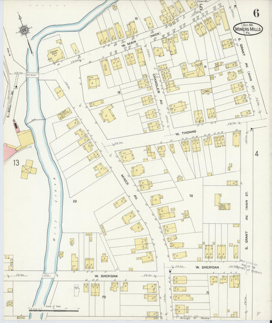 Sanborn Fire Insurance Map from Miners Mills, Luzerne County, Pennsylvania (1911), Sheet #0006 - Historic Sanborn Fire Insurance Map Print, vintage old map wall art, antique decor, genealogy gift, Pennsylvania Pennsylvania map