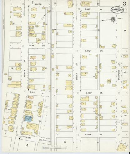Sanborn Fire Insurance Map from Spangler, Cambria County, Pennsylvania (1910), Sheet #0003 - Historic Sanborn Fire Insurance Map Print, vintage old map wall art, antique decor, genealogy gift, Pennsylvania Pennsylvania map