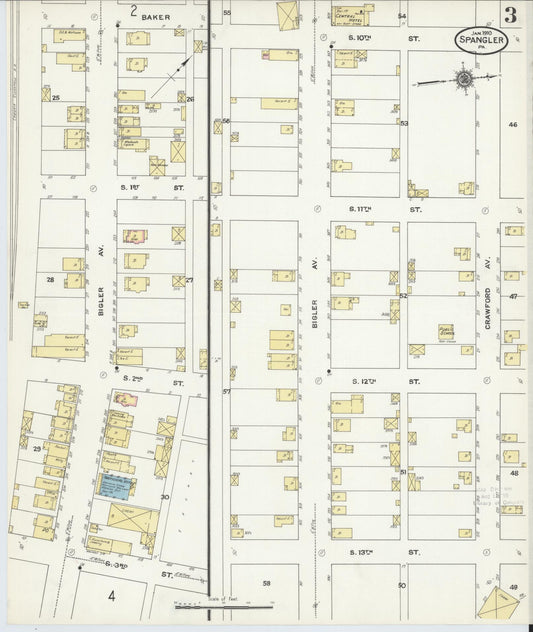 Sanborn Fire Insurance Map from Spangler, Cambria County, Pennsylvania (1910), Sheet #0003 - Historic Sanborn Fire Insurance Map Print, vintage old map wall art, antique decor, genealogy gift, Pennsylvania Pennsylvania map