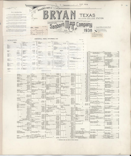 Sanborn Fire Insurance Map from Bryan, Brazos County, Texas (1950), Sheet #0001 - Historic Sanborn Fire Insurance Map Print, vintage old map wall art, antique decor, genealogy gift, Texas Texas map
