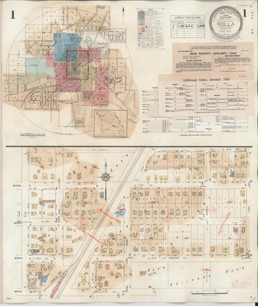 Sanborn Fire Insurance Map from Rolla, Phelps County, Missouri (1948), Sheet #0001 - Historic Sanborn Fire Insurance Map Print, vintage old map wall art, antique decor, genealogy gift, Missouri Missouri map