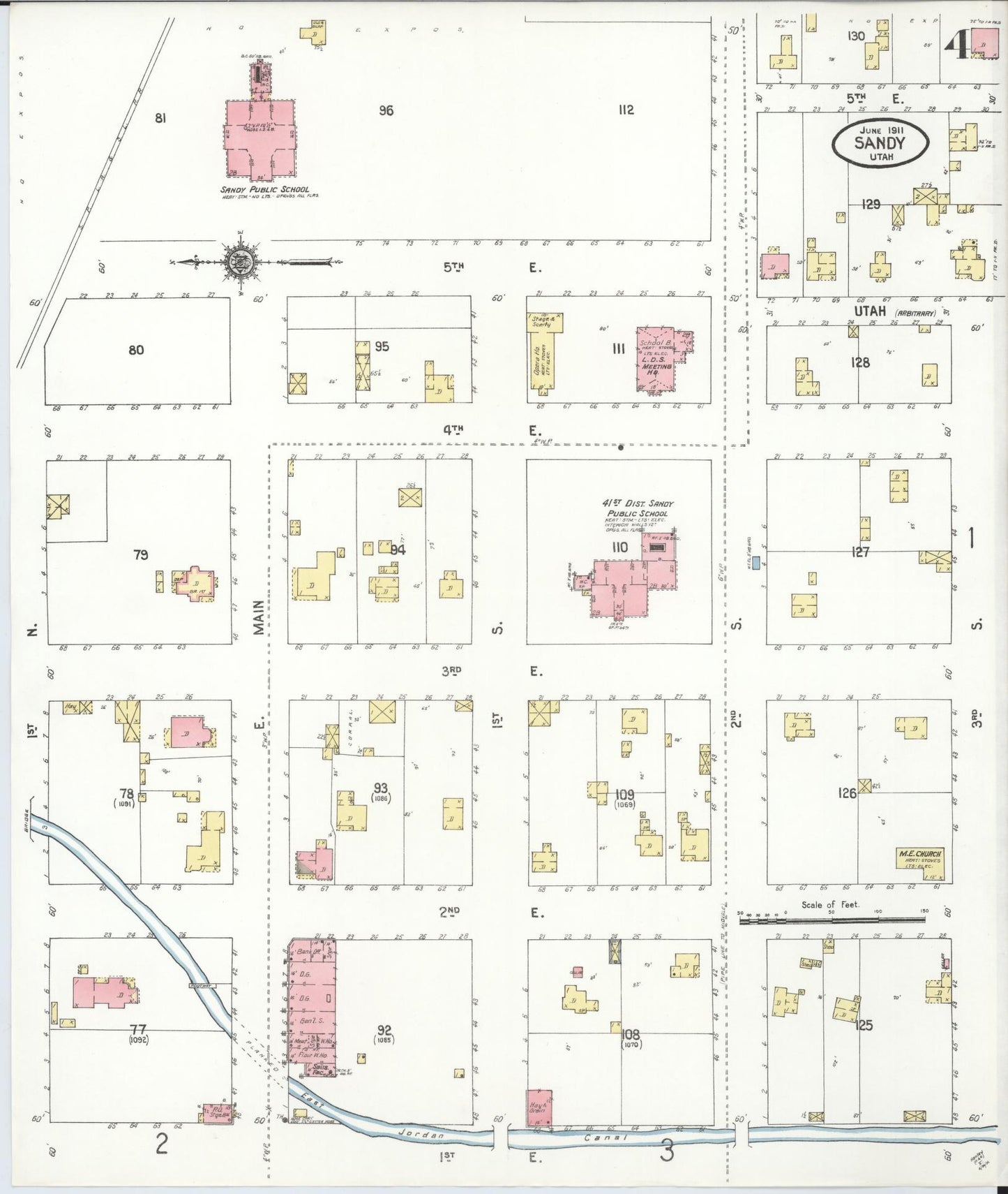 Sanborn Fire Insurance Map from Sandy, Salt Lake County, Utah (1911), Sheet #0004 - Complete Map Set gallery image, historic Sanborn map, vintage wall art, Utah Utah