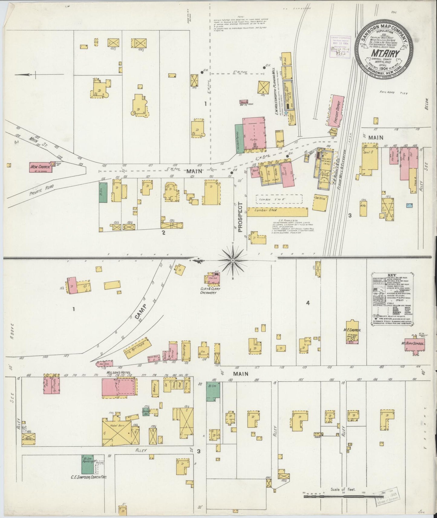 Sanborn Fire Insurance Map from Mount Airy, Carroll County, Maryland. (1904) – Historic Sanborn Fire Insurance Map Print