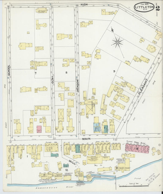 Sanborn Fire Insurance Map from Littleton, Grafton County, New Hampshire (1892), Sheet #0002 - Historic Sanborn Fire Insurance Map Print, vintage old map wall art, antique decor, genealogy gift, New Hampshire New Hampshire map